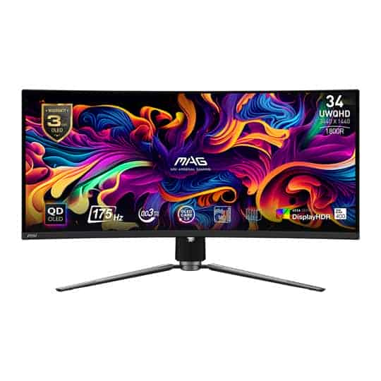 MSI MAG 341CQP QD-OLED 34" UWQHD 175Hz Adaptive Sync Curved HDR Open Box Monitor